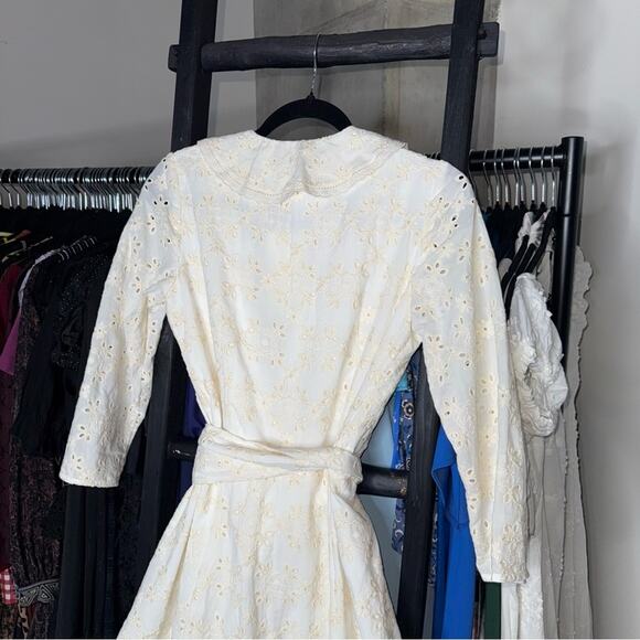 Sézane Asianne Ecru Eyelet Wrap Mini Dress - Picture 12 of 15